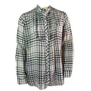 GIESSO Argentina plaid‎ Button pintuck blouse 2
